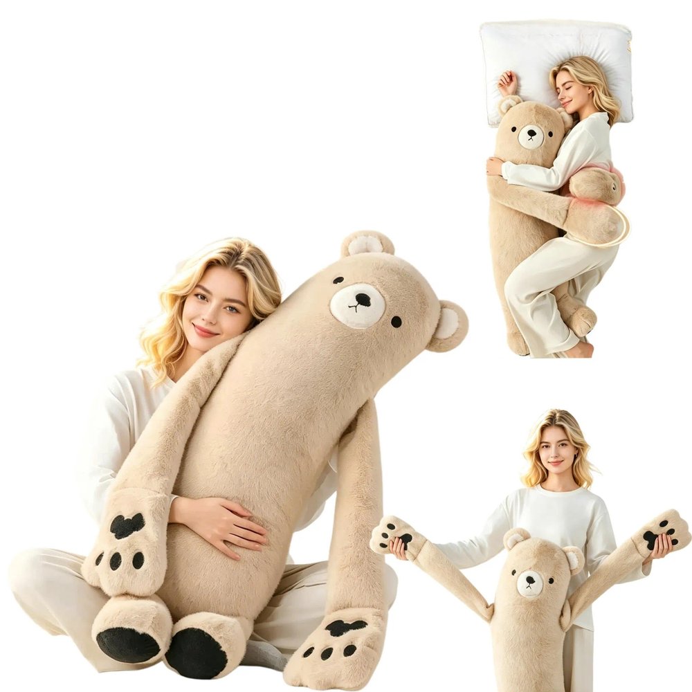 Lezekar Hugging Pillow, Patting Pillow for & Sleep Aid, Patting Pillows with Heating, Long Leg Hugger Sleep Cuddle Pillows,Ultimate Sleeping Buddy for Adult(Bear,Patting+Heating)