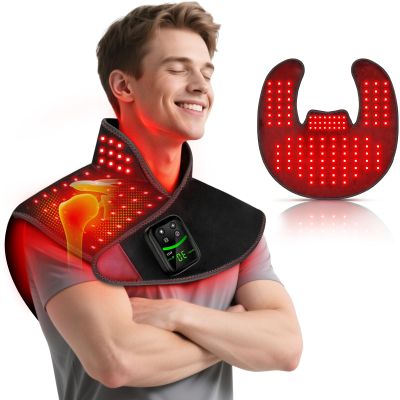 Red Light Therapy for Neck Shoulder, 5000mAh Cord-Free Controller Infrared Light Pad with 3-in-1 118 LEDs, Timer & Pulse Modes, Portable Wrap for Upper Back, Shoulder, Neck, Color: Red