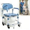 4-in-1 Bedside Commode with Wheels,Shower Wheelchair for Elderly & Disabled view 1