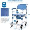 4-in-1 Bedside Commode with Wheels,Shower Wheelchair for Elderly & Disabled view 3