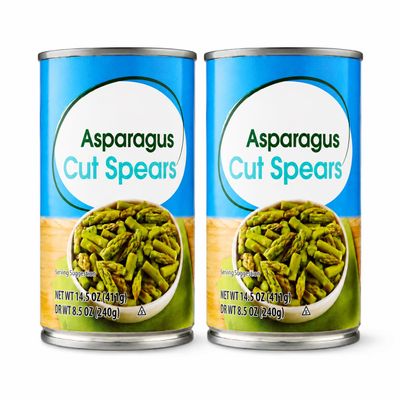 Cut Green Asparagus Spears, Canned Vegetables in Light Brine, Tender & Fresh Taste, 14.5 oz (pack of 2)