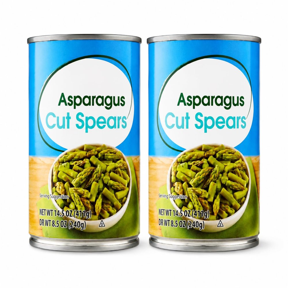 Cut Green Asparagus Spears, Canned Vegetables in Light Brine, Tender & Fresh Taste, 14.5 oz (pack of 2)