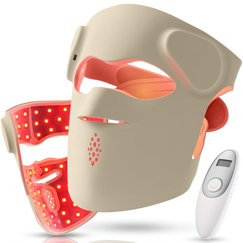 3D Wireless Red Light Therapy Mask for face Dual NIR, 70 LEDs, 9 Modes, Under-Eye Cooling, Cordless & Rechargeable LED Face Mask for Home & Travel, Skincare Gifts for Women Mom Wife
