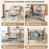 Folding Aluminum Commode Chair Removable Bucket 150kg Capacity Lightweight Bedside Shower Aid for Elderly Disabled view 2