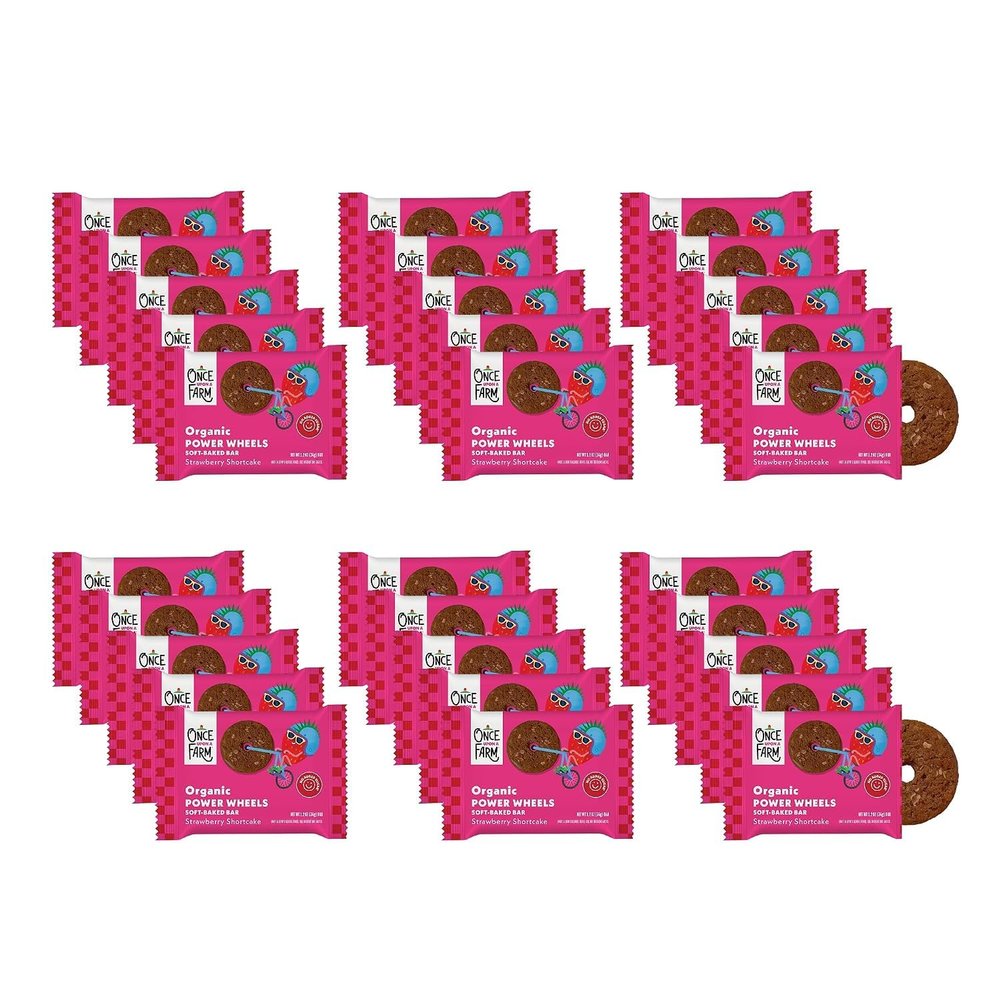 Once Upon a Farm Organic Power Wheels Bars, Strawberry, 30 Ct, Non-GMO