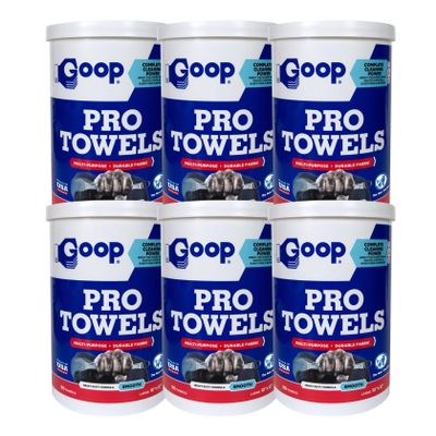 GOOP Pro Towels Heavy-Duty Multi-Surface Cleaning Wipes Removes Engine Grease, Grime & Paint Safe for Tools, Machinery & Painted Surfaces 90 Extra Large 10" x 12" Towels (Pack of 6)