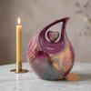 Teardrop Cremation Urn with Heart Accent - Artistic Solid Metal Urns for Human Ashes, Elegant Funeral Memorial Box for Adult Male & Female, Includes Velvet Bag view 2