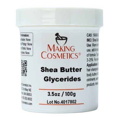 MakingCosmetics Shea Butter Glycerides, Water-Dispersible Natural Emollient and Emulsifier - 3.5oz / 100g