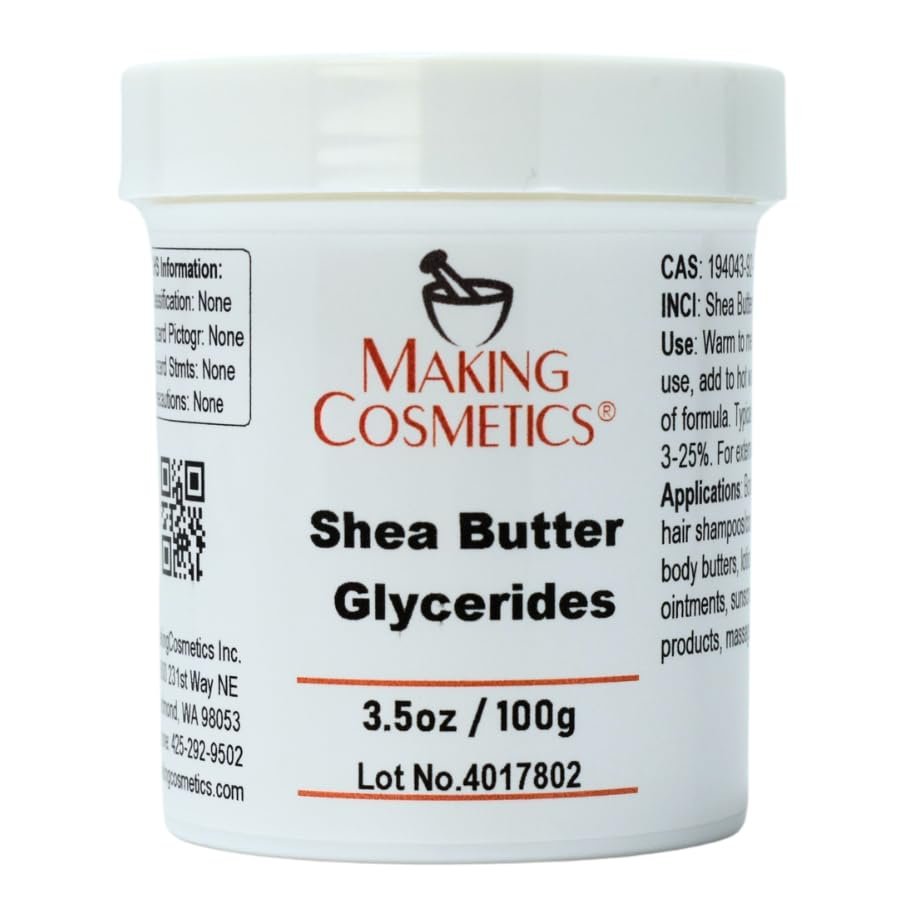MakingCosmetics Shea Butter Glycerides, Water-Dispersible Natural Emollient and Emulsifier - 3.5oz / 100g