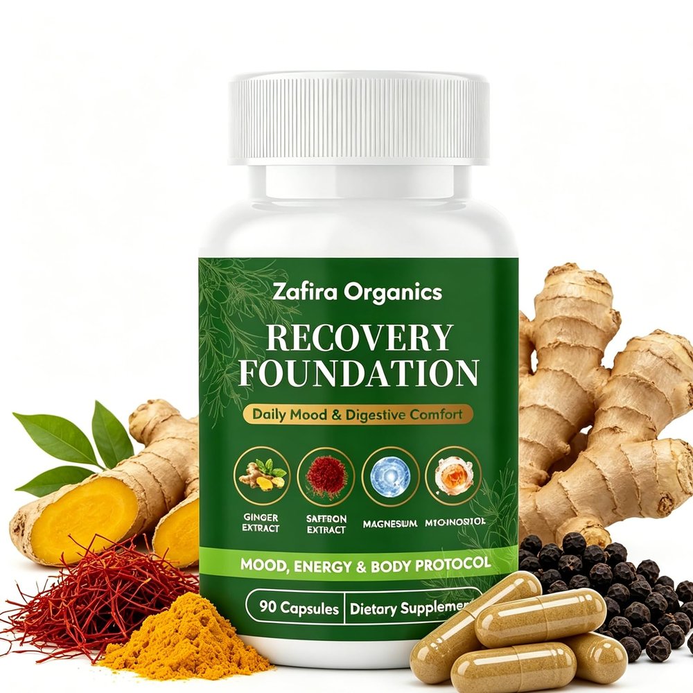 Zafira Organics 1PCSZafira Organics, Recovery Foundation Capsules, Mental Clarity, Reduce Hair Loss & Boost Digestion, 90 Capsules (1PCS, Regular)
