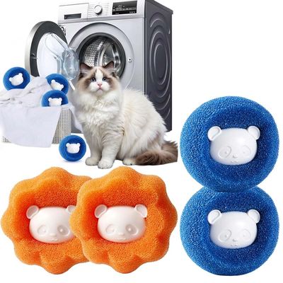 Pet Hair Remover for Laundry, Reusable Laundry Hair Catcher for Washing Machine, Dog Cat Fur Remover for Clothes Bedding Blankets Washer Dryer Accessories (Blue & Orange, 4 PCS (Pack of 1))
