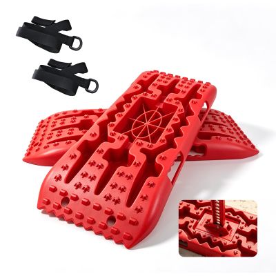 Off Road Recovery Traction Boards with Jack Base & Velcro,27",Red
