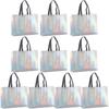 hzzsbu 10 Pcs Reusable Gift Tote Bags Iridescent Grocery Shopping Bag with Handles for Bridesmaid Wedding Party view 1