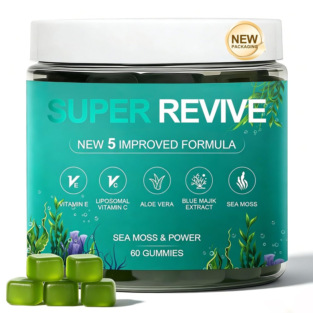 Plaxssuss Super Revive Gummies for Hair Loss, Sea Moss Gummies 60, Count