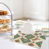 Habtucy Boho Dish Towels Set, Waffle Weave Kitchen Towels 2 Pieces, Vintage Ethnic Teal Orange Beige Geometric Microfiber Hair Face Bath Tea Towel Absorbent Quick Drying Cleaning Dish Cloths, 12"x12" view 4