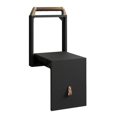 HPFHSJ Folding Shower seat Wall Mounted Folding Chair Wall-Mounted Invisible Shoe-Changing Stoolwith Backrest and Handlefor Balcony(Black,80cm)