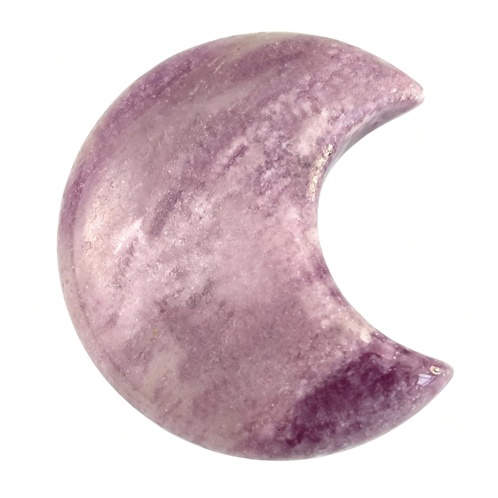 Large 1.2 inch Natural Purple Lepidolite Gemstone Moon Shaped Pocket Stones Polished Healing Crystal Energy Worry Stone(1 pc)