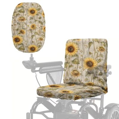 Txsniver Stain Resistant Seat Cover for Electric Wheelchairs Mobility Scooters, Universal Fit Power Chair Seat Protector Accessories Decor Item, Sunflower Wood Grain Print, 35 x 18 Inch