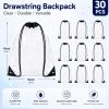 clothmile 30 Pack Black Clear Drawstring Backpacks Bulk Stadium Approved Backpack 17x14 Inch PVC Bags for Women Men Travel Concert Sport Event Security view 3