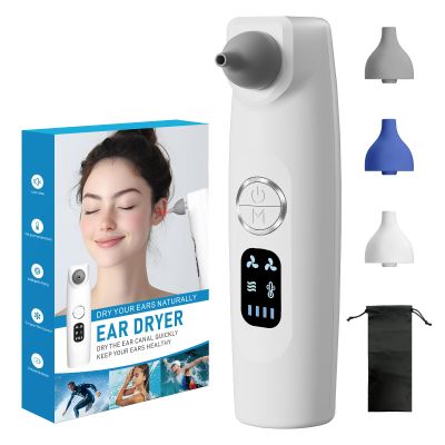 Portable Rechargeable Ear Dryer, Warm/Natural Air Modes, One-Button Easy Operation, 40-Min Runtime with 1-Hour Fast Charging, Lightweight for Travel & Home (White)