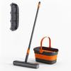 Sponge Mop and Collapsible Bucket Set, Floor Cleaning System with Built-in Wringer, Hands-Free Squeeze Mechanism, Adjustable Bucket Design, Portable Mopping Kit for Home and Office view 1