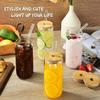 Glass Can Cup with Bamboo Lid and Glass Straw, Clear, 20 oz, Borosilicate, Iced Coffee Tumbler(8PCS) view 3