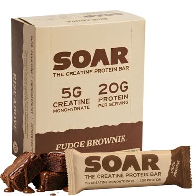 SOAR Creatine Protein Bars, Fudge Brownie, 5g Creatine & 20g Protein, 10pk