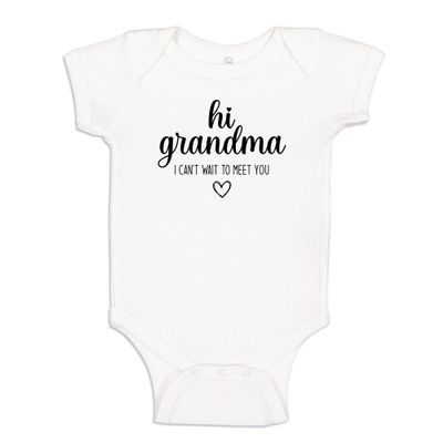The Shirt Den Hi Grandma Baby One Piece Bodysuit 6 mo White