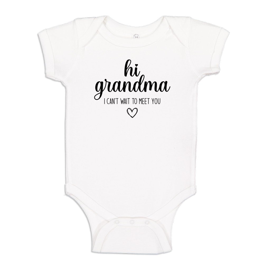 The Shirt Den Hi Grandma Baby One Piece Bodysuit 6 mo White