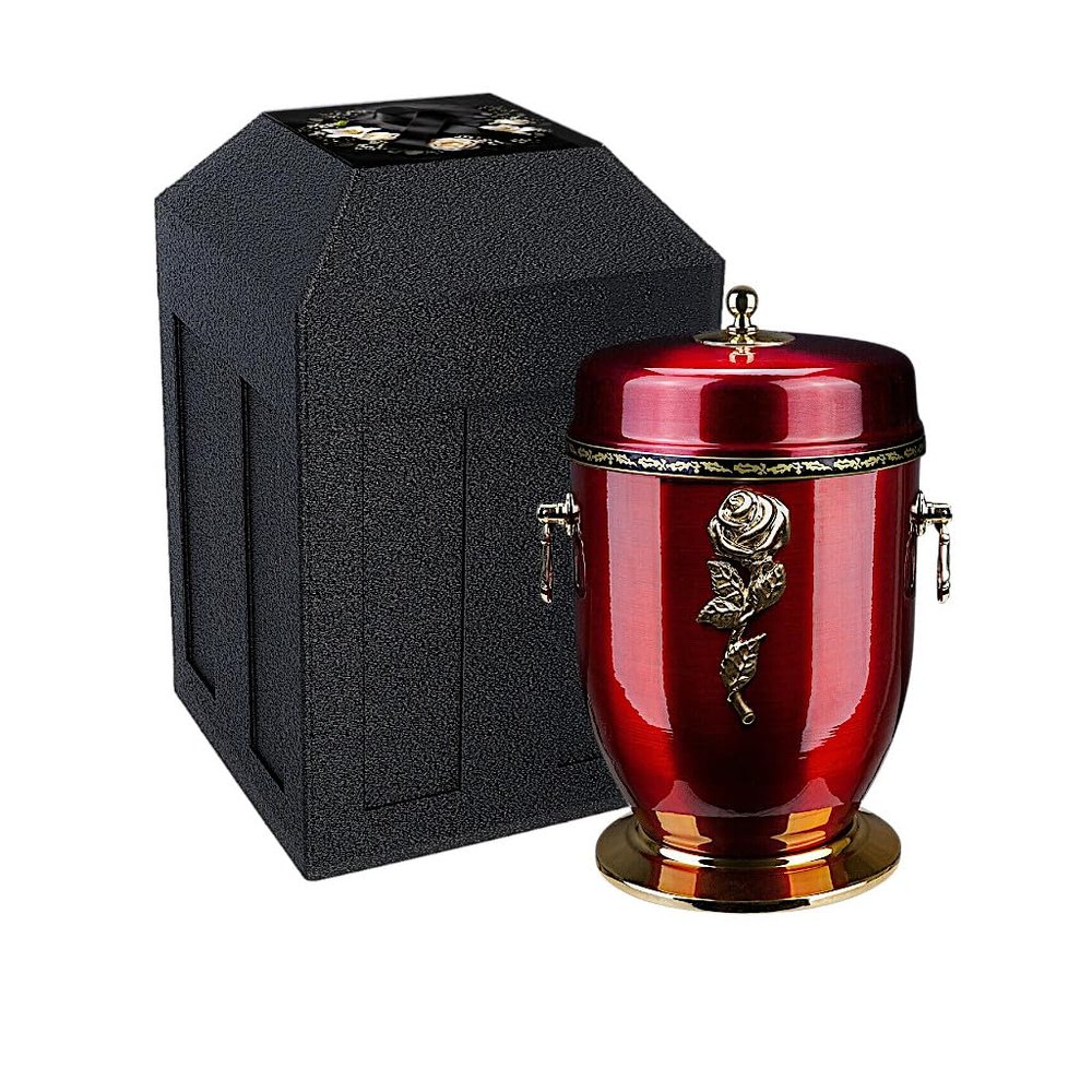 Cremation Urn and Burial Vault Set for Ashes, Weatherproof Funeral Capsule, Protective Ground Burial Container and Memorial Urn Set (Rose/Vault)