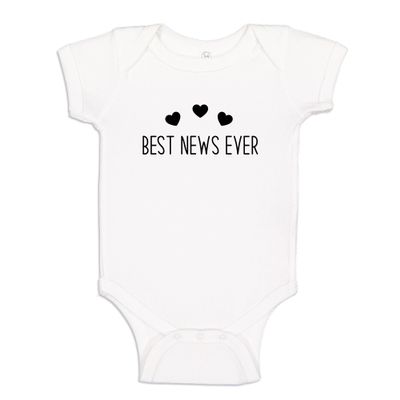 The Shirt Den Best News Ever Baby One Piece Bodysuit 24 mo White