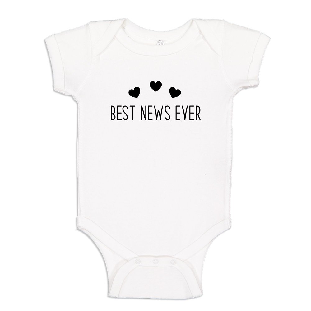 The Shirt Den Best News Ever Baby One Piece Bodysuit 24 mo White