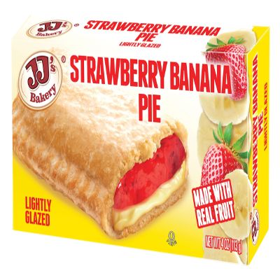 JJ's Bakery Strawberry Banana Pie Snack Pies, Individual Dessert, Fresh-Baked, Nut-Free, Kosher Parve, 4 Oz Each (Pack of 12)