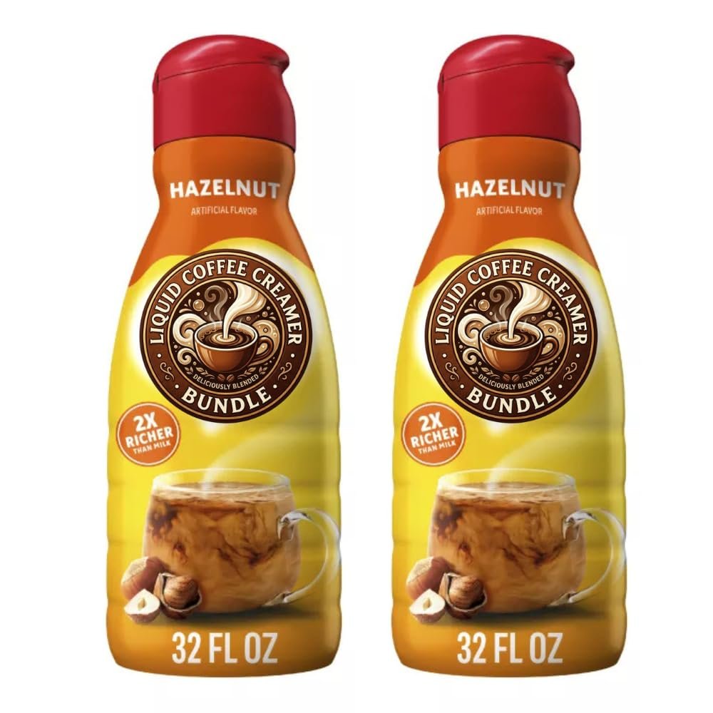 Liquid Coffee Creamer - 32 Fl Oz - Rich and Smooth Coffee Creamer Liquid for Home and Office - Classic Creamer for Hot and Iced Beverages, Pack of 2 (Hazelnut)