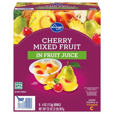 Cherry Mixed Fruit Cups in 100% Juice, 4 oz, Pack of 8
