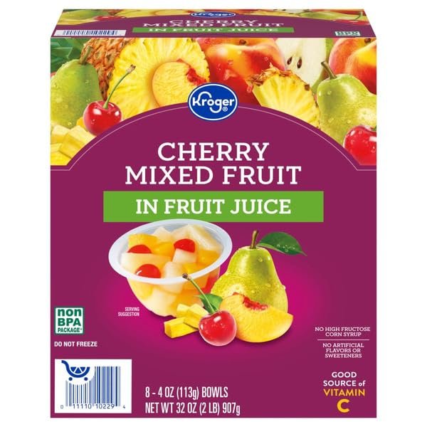 Cherry Mixed Fruit Cups in 100% Juice, 4 oz, Pack of 8