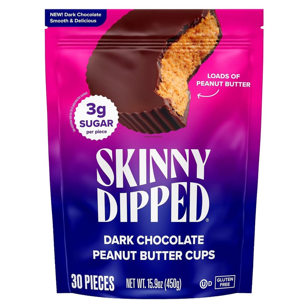 Skinny Dipped Cups, Dark Chocolate Peanut Butter 30 Count (3g Sugar)
