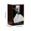 Ballet Girl Tissue Box with Touch Light, Lady Flying Dress Paper Dispenser, Wood Skirt Napkin Dispenser, Creative Tissue Cover Holder Desktop Organizer for Bedroom Desk Living Room (Black+Brown 2pcs) view 3
