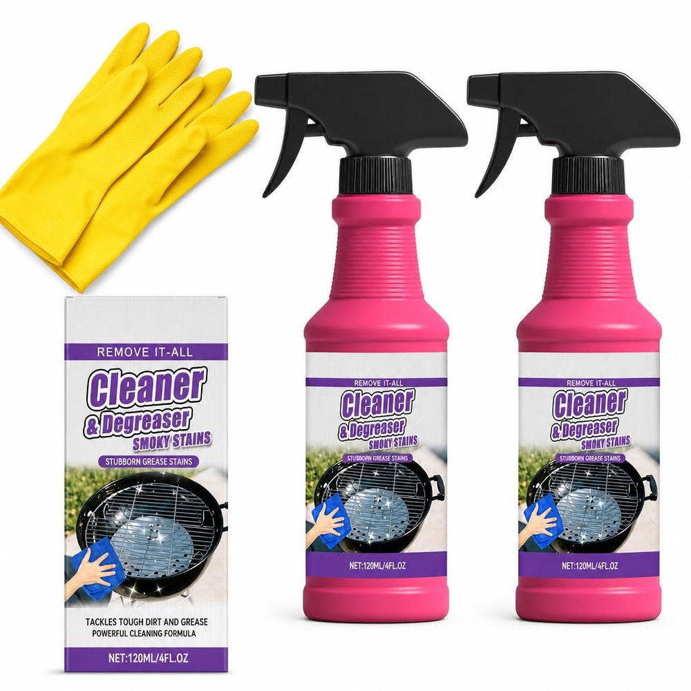 Fast-Acting Heavy-Duty Grill Degreaser Spray, 2026 New 120 ML BBQ Heavy Duty Degreaser Grill Cleaner Spray, All Purpose Heavy Duty Cleaner for Burnt Food & Grease (2Set)