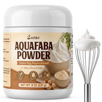 Aquafaba Powder 8 oz - Vegan Egg Replacer for Baking, Plant-Based Chickpea Powder for Meringues, Royal Icing, Vegan Mayo & Cocktail Foam, Shelf Stable Baking Ingredient