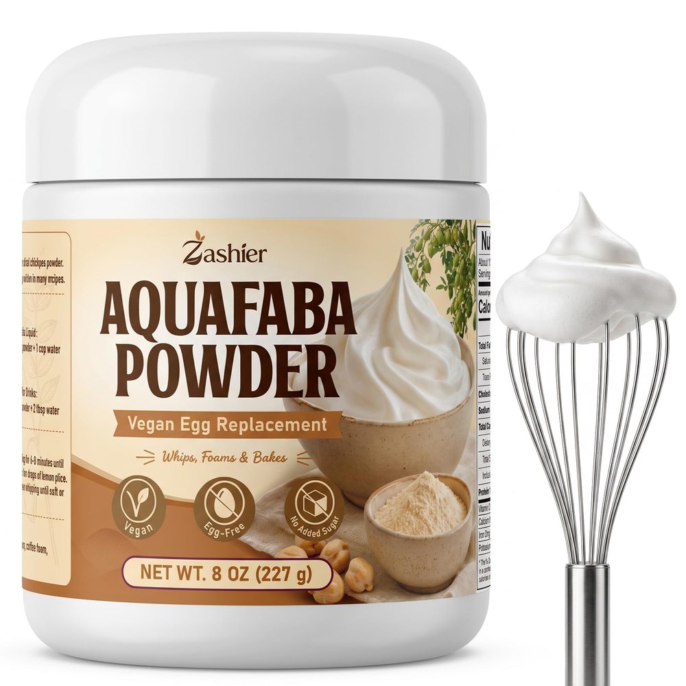 Aquafaba Powder 8 oz - Vegan Egg Replacer for Baking, Plant-Based Chickpea Powder for Meringues, Royal Icing, Vegan Mayo & Cocktail Foam, Shelf Stable Baking Ingredient