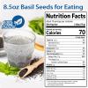 8.5oz Basil Seeds for Eating - Edible Basil Seeds, Quick Soak Gel Texture, Mix In for Fruit Infused Water and Bubble Style Drinks, for Yogurt, Overnight Oats and Smoothies view 2
