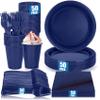 200pcs Blue Plastic Plates Party Supplies, Disposable 9'' Navy Blue Plates and Napkins, Cups & Cutlery Dinnerware Set for Birthday, Wedding, Baby Shower Decorations, Serves 50 Guests view 1