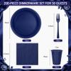 200pcs Blue Plastic Plates Party Supplies, Disposable 9'' Navy Blue Plates and Napkins, Cups & Cutlery Dinnerware Set for Birthday, Wedding, Baby Shower Decorations, Serves 50 Guests view 2