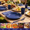 200pcs Blue Plastic Plates Party Supplies, Disposable 9'' Navy Blue Plates and Napkins, Cups & Cutlery Dinnerware Set for Birthday, Wedding, Baby Shower Decorations, Serves 50 Guests view 3