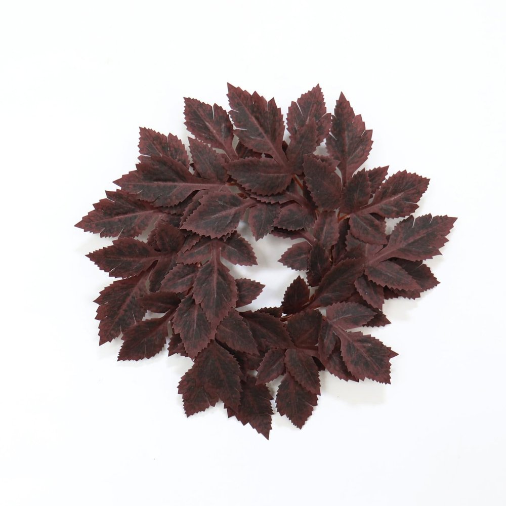 Artificial Maple Leaf Candle Ring Wreath, 12 Inch, Red Brown, Set of 2, for Pillar Candle Centerpiece, Halloween Thanksgiving Table Mantel Decor