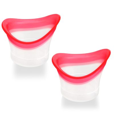 Ptwola 2pcs Eye Wash Cup Eye Wash Cleaner Kit Silicone Eyes Cleaning Cup for Rinse Portable Care Tool Transparent with Storage Container for Quick Relief Tired Dust Cleaning Makeup Irritants (Pink)