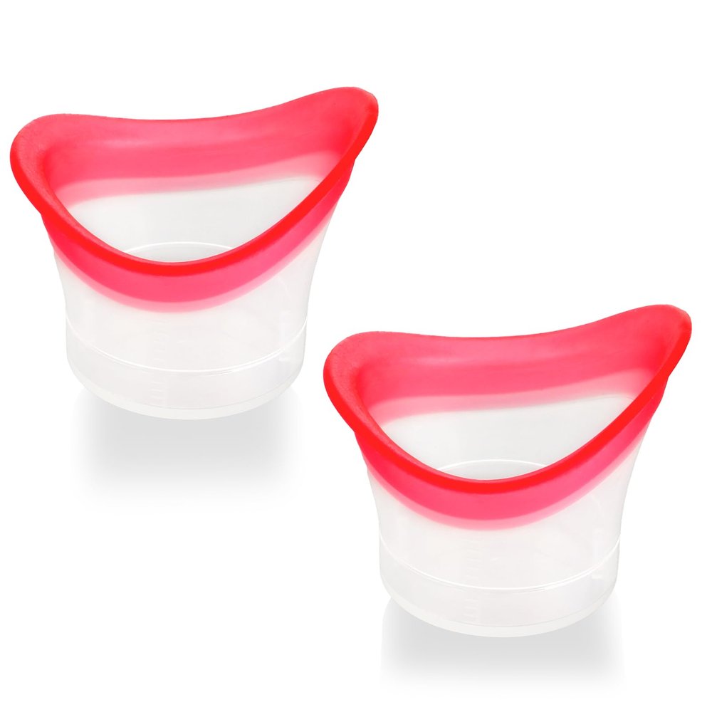 Ptwola 2pcs Eye Wash Cup Eye Wash Cleaner Kit Silicone Eyes Cleaning Cup for Rinse Portable Care Tool Transparent with Storage Container for Quick Relief Tired Dust Cleaning Makeup Irritants (Pink)