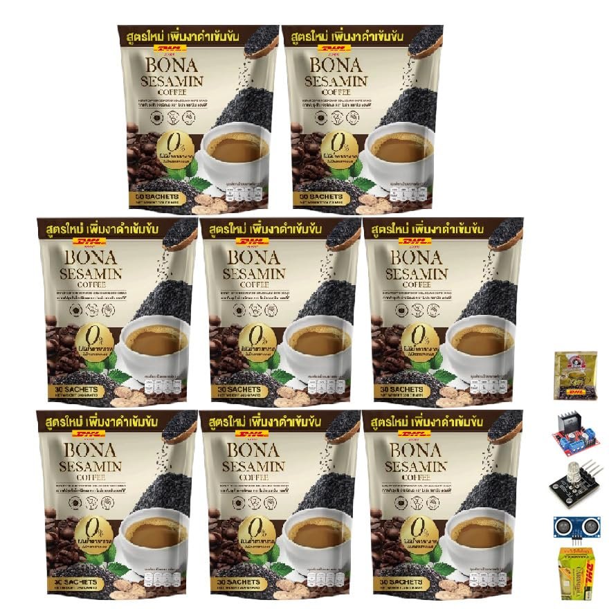 Roasted Snack Delicious Mellow Intense BonaSesamin Coffee Mix Healthy 12 in 1 Vegan Arabica Robusta 300 grams (30 Sachets) Set 8 By Beautygoodshop [Get Free For You Beauty Gifts]