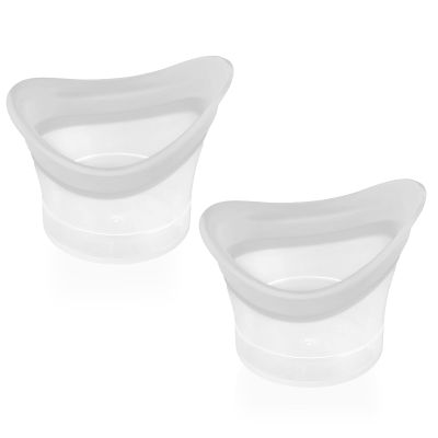 Ptwola 2pcs Eye Wash Cup Eye Wash Cleaner Kit Silicone Eyes Cleaning Cup for Rinse Portable Care Tool Transparent with Storage Container for Quick Relief Tired Dust Cleaning Makeup Irritants (Grey)